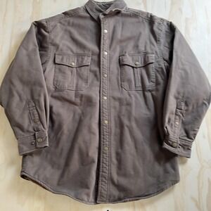 C.E. Schmidt Workwear Shirt Jacket Mens Medium Brown Canvas Sherpa Lined